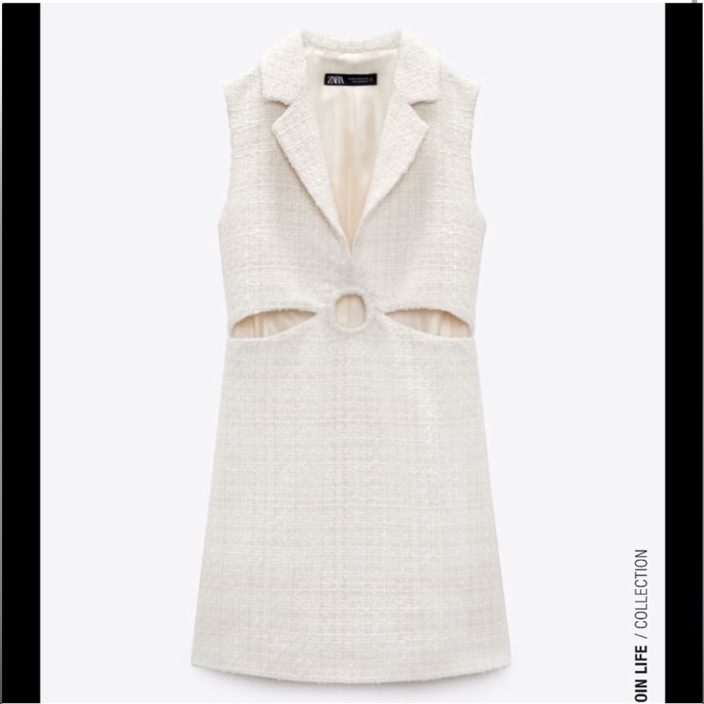 ZARA Textured Cut Out Dress NWT